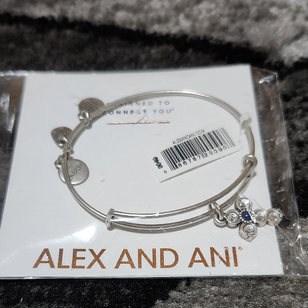 ALEX AND ANI COLLECTION ENERGY CRYSTAL CROSS-CHARM EXPANDABLE WIRE-BANGLE BRACEL